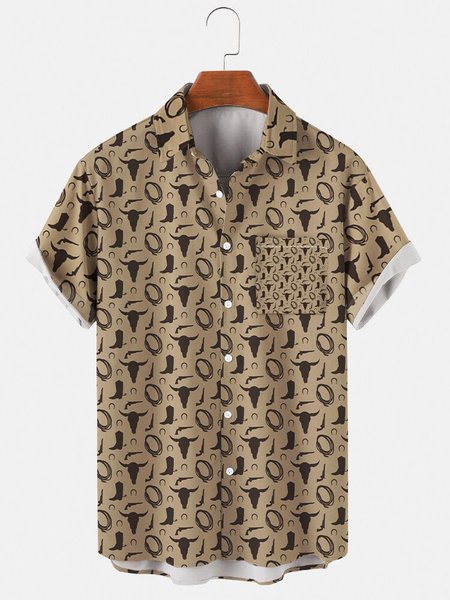 

Casual Cotton-Blend Shirts & Tops, As picture, Men's Floral shirt