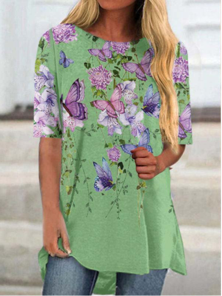 

Women The New Casual Butterfly Print T-Shirt, Green, T-Shirts