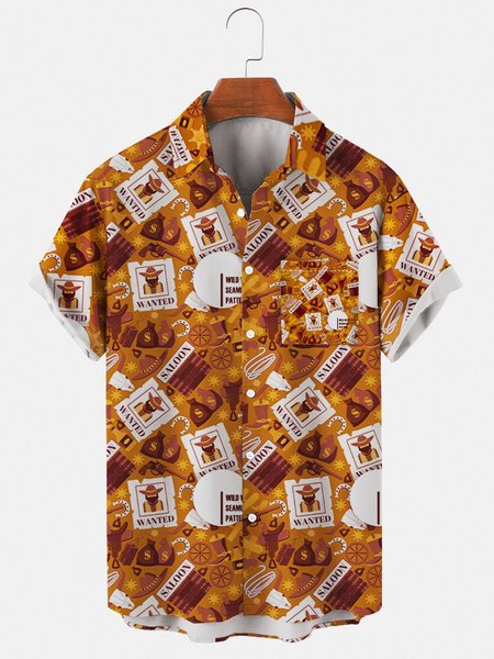 

Cotton-Blend Casual Shirts & Tops, As picture, Men's Floral shirt