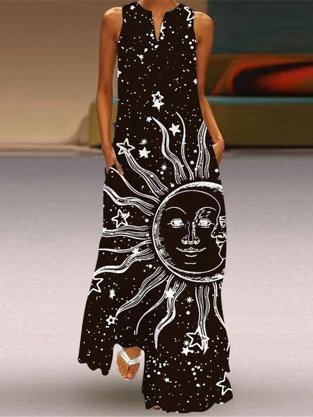 

Stampato Scollo a V Vacanza Senza Maniche Abito, Dresses