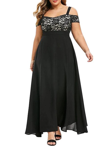 

Retro A-Line Short Sleeve Paneled Dresses, Black, Casual Dresses