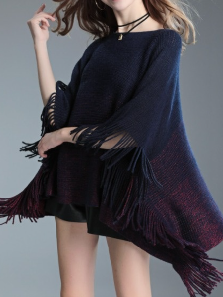 

Fall Spring Elegant Casual Daily Sweater, Navyblue, Pullovers