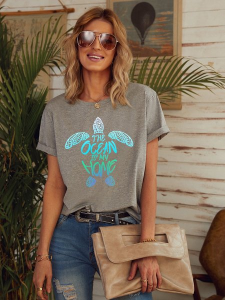 

Sea Turtle Gradient Mandala Vinyl Decal Shirts & Tops, Gray, T-shirts