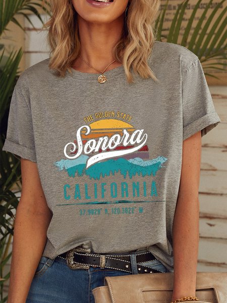 

SONORA CALIFORNIA MOUNTAINS Cotton-Blend Shirts & Tops, Light gray, T-shirts