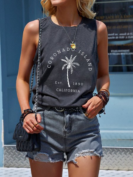

CORONADO ISLAND CALIFORNIA PALM TREE Sleeveless Vests, Deep gray, T-shirts