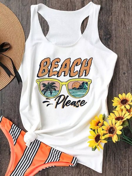 

Beach Please Women Tank Top, White, Tank Tops