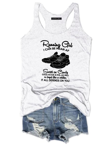 

Running Girl I Can Be Mean AF Sweet As Candy Cold Tank Top, White, T-shirts