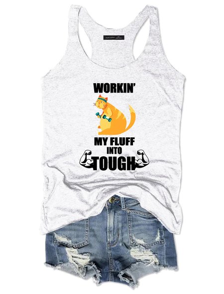 

Workin’ My Fluff Into Tough Tank Top, White, T-shirts