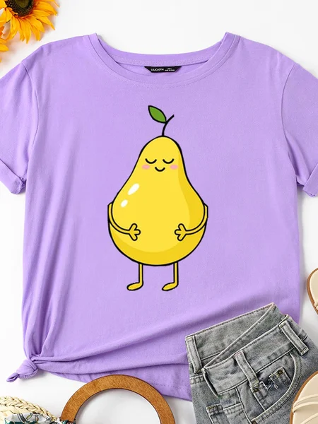 

Funny Pear Women's Casual Cotton Shirts & Tops, Purple, T-shirts