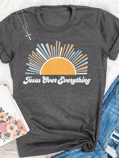 

Jusus Over Everything Women Round Neck Tshirt, Deep gray, T-shirts