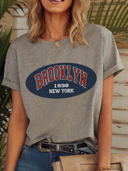 

Brooklyn 1898 New Your Cotton-Blend Tops, Light gray, T-shirts