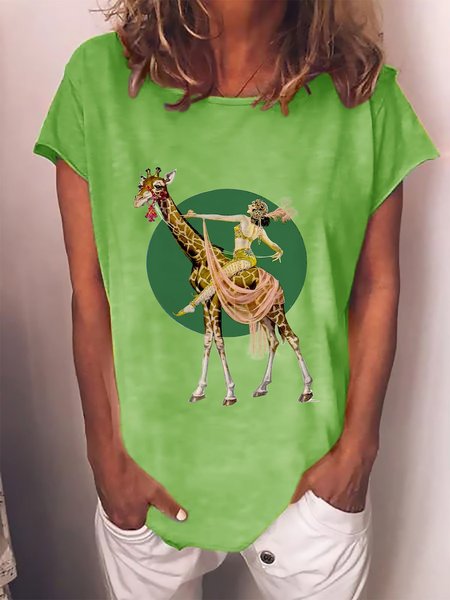 

Vintage Giraffe Poster Graphic Tee, Green, T-shirts