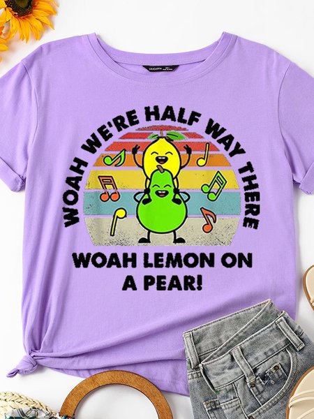 

Lemon On A Pear Women's Short Sleeve Casual Cotton Shift Shirts & Tops, Purple, T-shirts