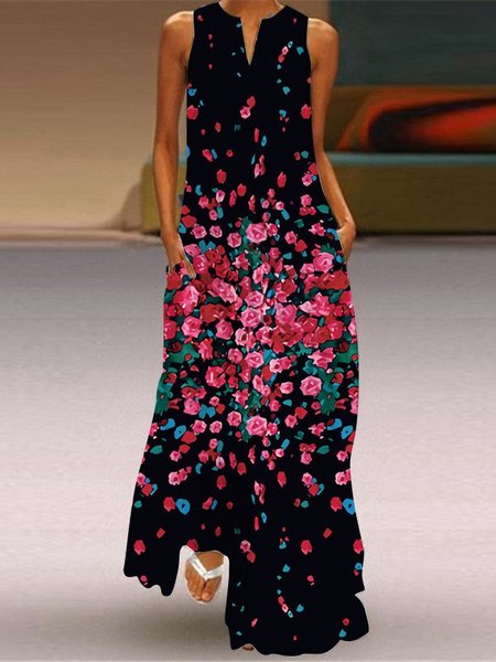 

Women Summer Printed Sleeveless Casual Maxi Weaving Dress, Maxi Dresses
