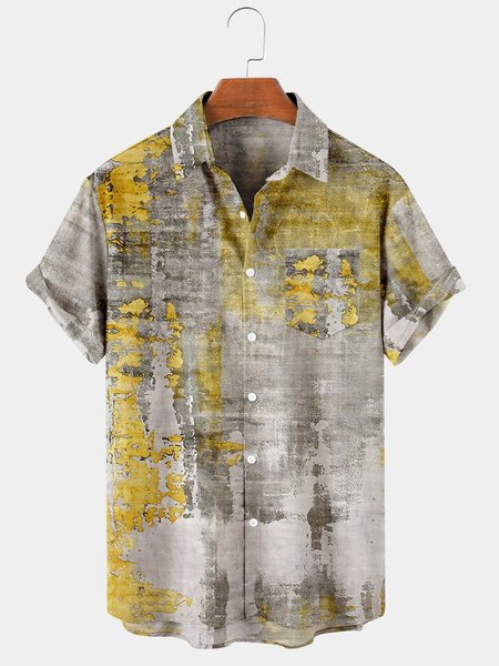 

Men's Vintage Graffiti Shirts & Tops, Yellow, Men's Floral shirt