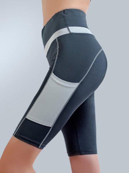 

Casual sports high waist color matching casual pants, Light gray, Leggings