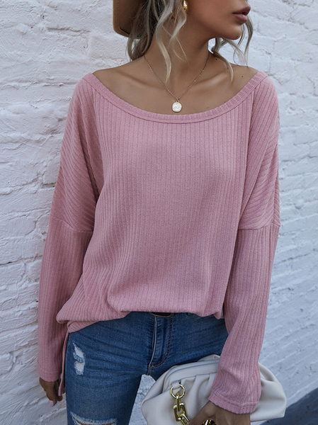 

Plain Vintage Crew Neck Cotton Sweater, Pink, Sweaters