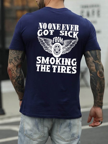 

No One Ever Got Sick From Smoking The Tires Tire Wings Men's T-shirt, Deep blue, T-shirts