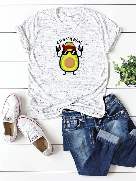 

Rock Avocado Funny Graphics Tee, Grey white 3, T-shirts