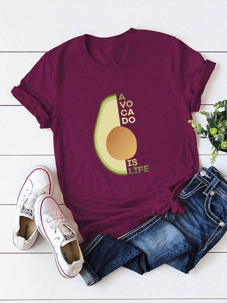 

Avocado Is Life Fun Graphic Tee, Wine red, T-shirts
