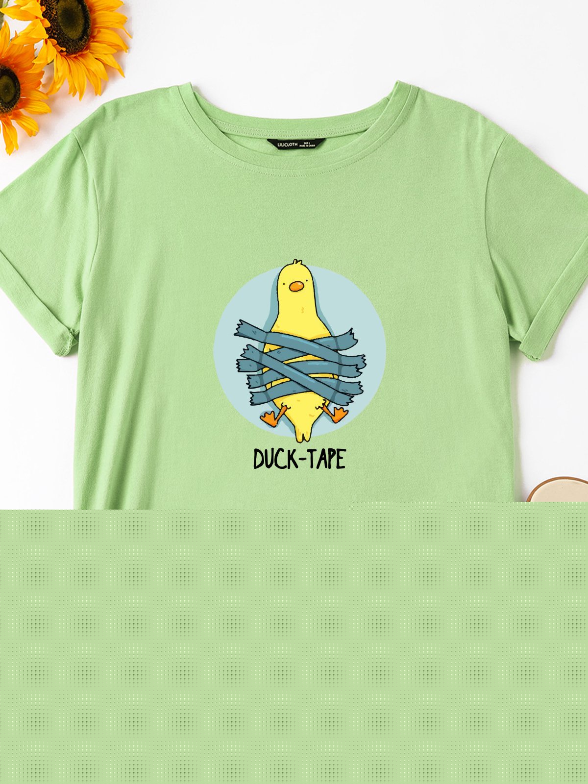 

Duck Tape Crew Neck Short Sleeve Casual Shirts & Tops, Army green, T-shirts
