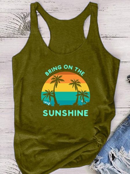 

Sleeveless Holiday Plants Vests, Army green, Tank Top