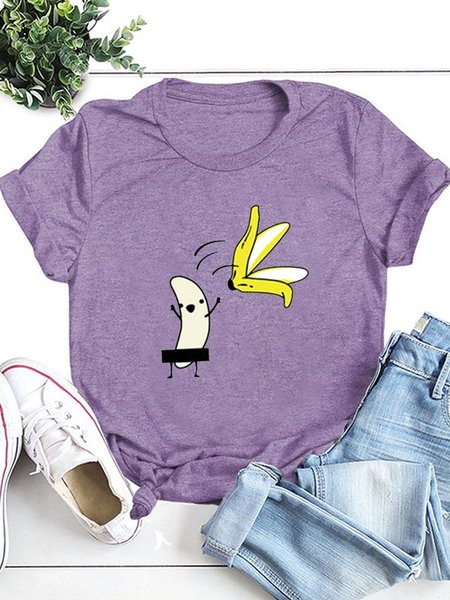 

Banana Funny Graphic Women Tshirt, Purple, T-shirts