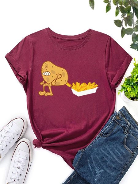

Potato Chips Funny Graphic Women Tshirt, Wine red, T-shirts
