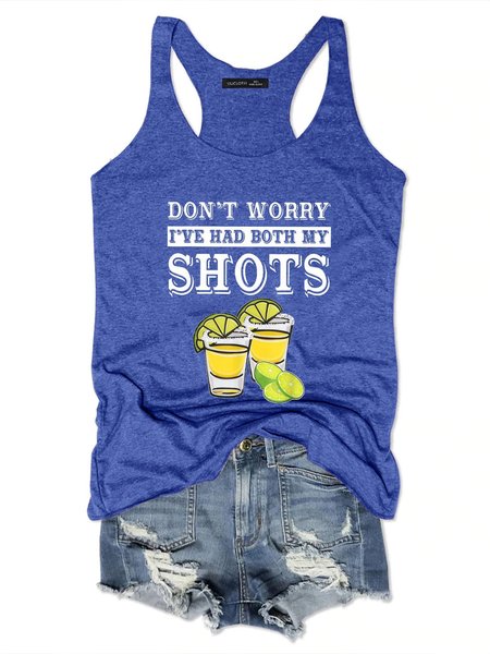 

Don't Worry I've Had Both My Shots Tank Top, Blue, Tank Tops