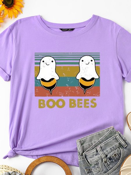

Boo Bees Graphic Women's Shift Casual Crew Neck Short Sleeve Shirts & Tops, Purple, T-shirts