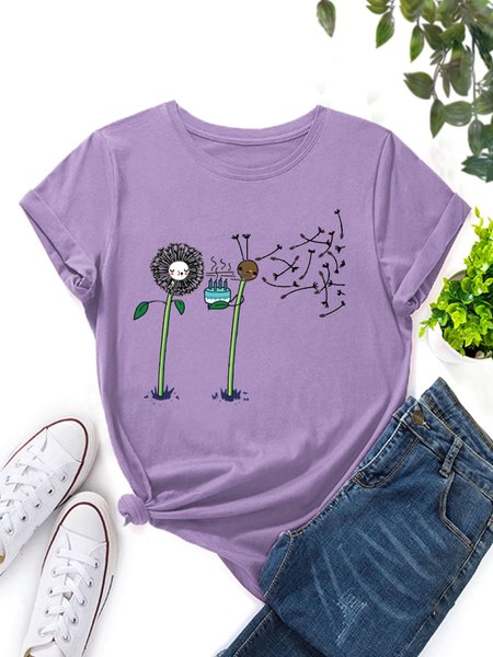 

Dandelion Funny Graphic Women Tshirt, Purple, T-shirts
