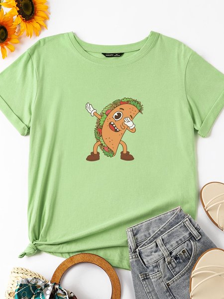 

Dancing Taco Short Sleeve Casual Cotton-Blend Shirts & Tops, Army green, T-shirts