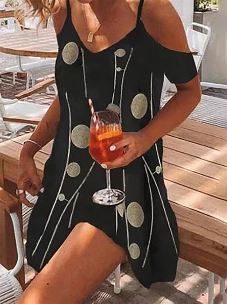 

Plus size Short Sleeve Casual Polka Dots Knitting Dress, Black, Dresses
