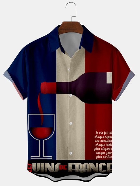 

Shirt Collar Striped Shirts & Tops, Navy blue, Men's Floral shirt