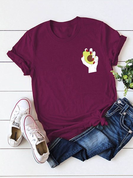 

Holding An Avocado In His Hand Fun Graphic Tee, Wine red, T-shirts