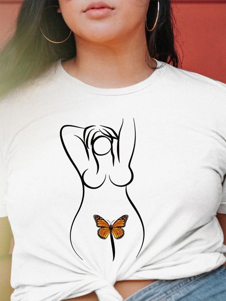 

lus Size Monarch Butterfly Cotton Shirts & Tops, White, Plus Size T-shirts