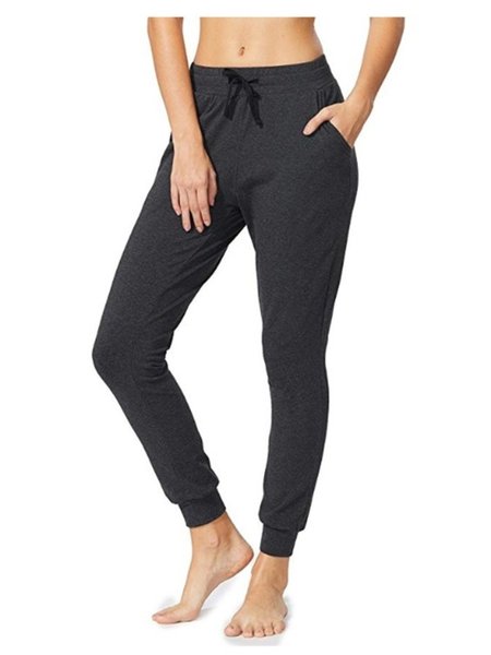 

Casual Sports Plus Size Plain Pockets Pants, Deep gray, Sport Pants