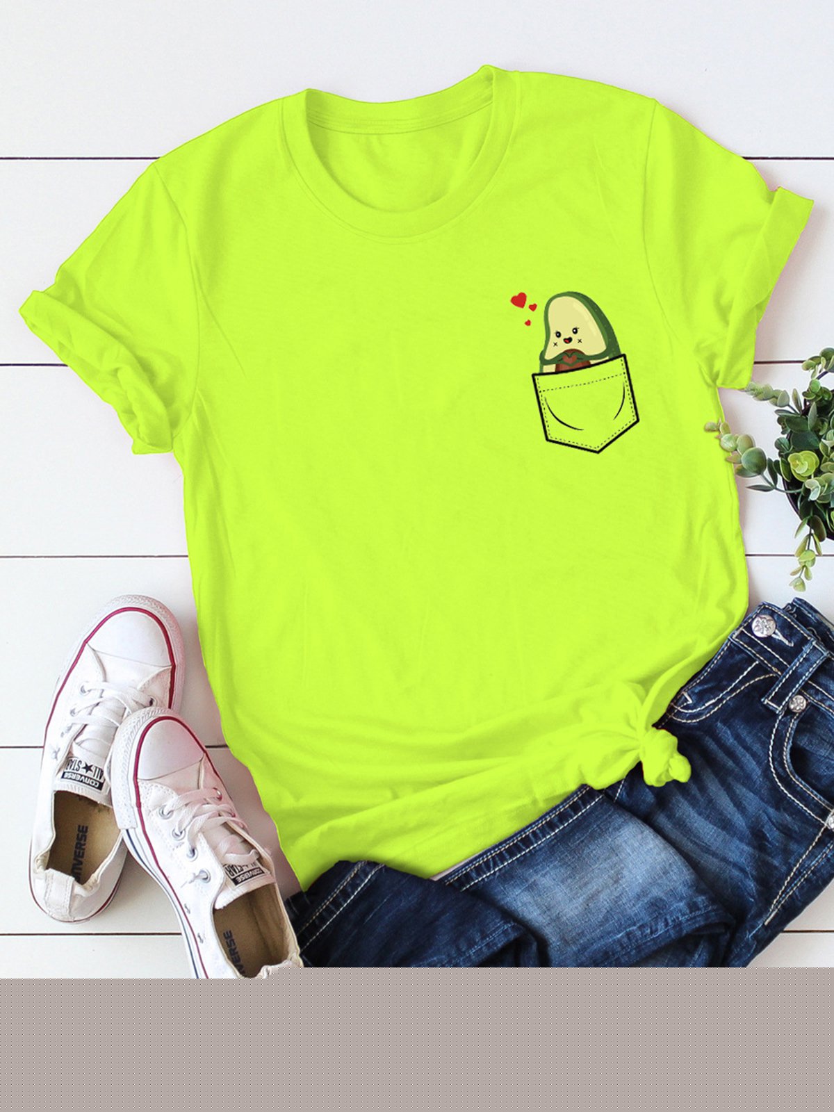 

Avocado In Your Pocket Fun Graphic Tee, Fluorescent green, T-shirts