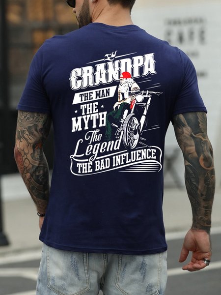 

Grandpa The Man The Myth The Legend The Bad Influence Grandpa Sitting On Motorcycle T-shirt, Deep blue, T-shirts