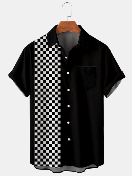 

Printed Casual Shirt Collar Shirts, Black, Men's shirts