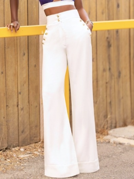 

Work Lady All Season A-Line Formal Pants, White, Wide Leg Pants