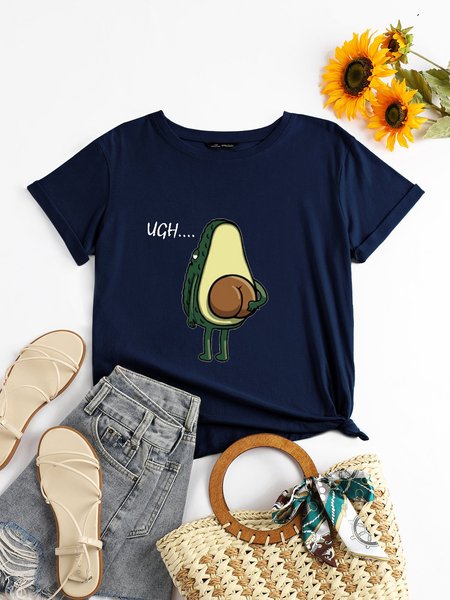 

Avocado Ugh Funny Graphic Women Tshirt, Navy blue, T-shirts