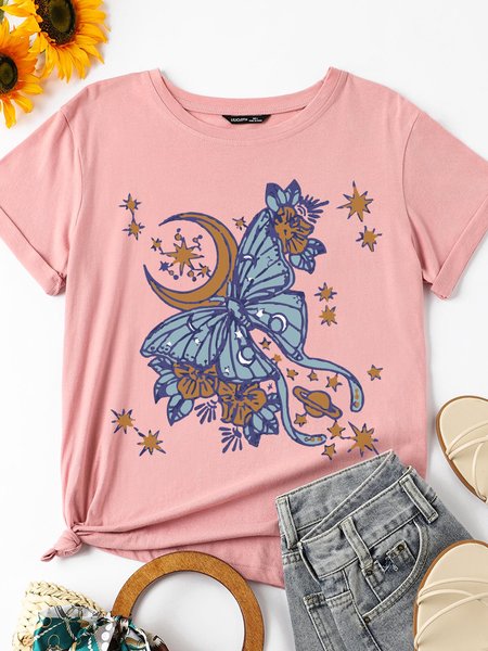 

Butterfly Tulle Short Sleeve Shirts & Tops, Brick red, T-shirts