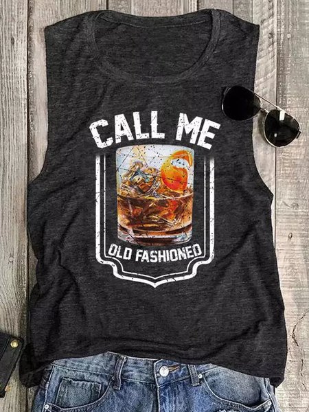 

Call Me Old Fashioned Women Tank Top, Black, Tank Tops