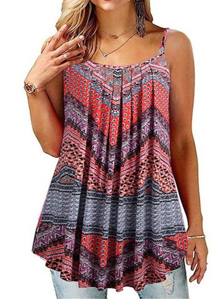 

plus size women floral boho vests, Red, Tanks & Camis