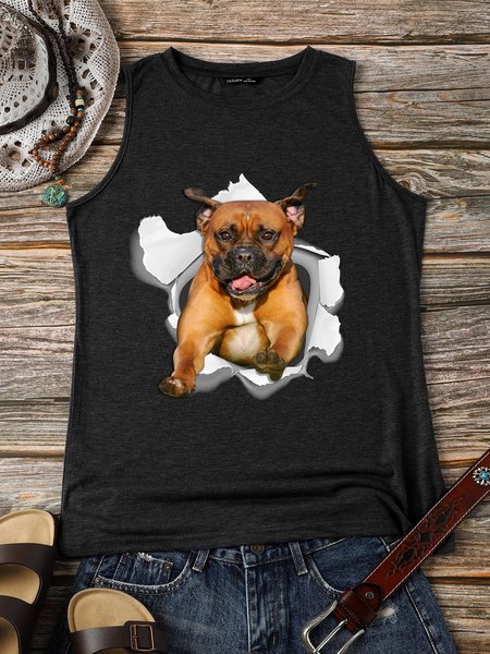 

Pitbull Breaking Through The Wall 3D Graphics Tank Top, Deep gray, Tank Tops