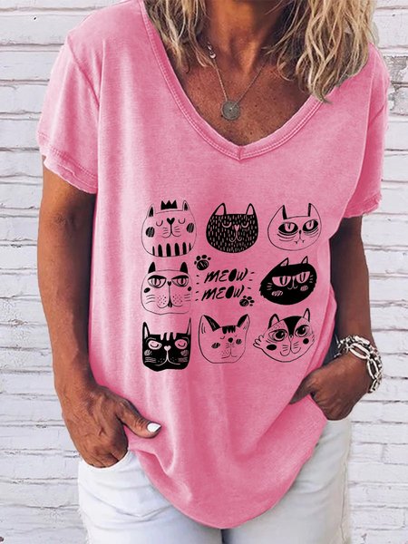 

Cat Short Sleeve Shirts & Tops, Pink, T-shirts