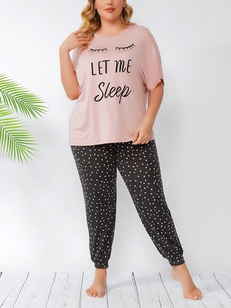 

Crew Neck Knitted Basic Sleepwear & Loungewear, Pink, Loungewear & Sleepwear