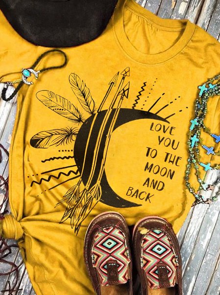 

Love You To The Moon And Back Casual T-Shirts & Tee, Yellow, T-shirts