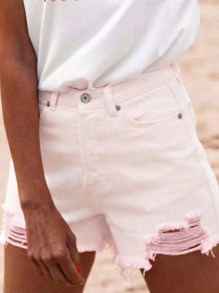 

Summer Vintage Denim Shorts, Red, Shorts
